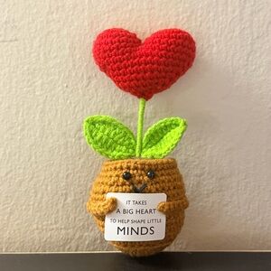 Crochet Heart Plant Decor